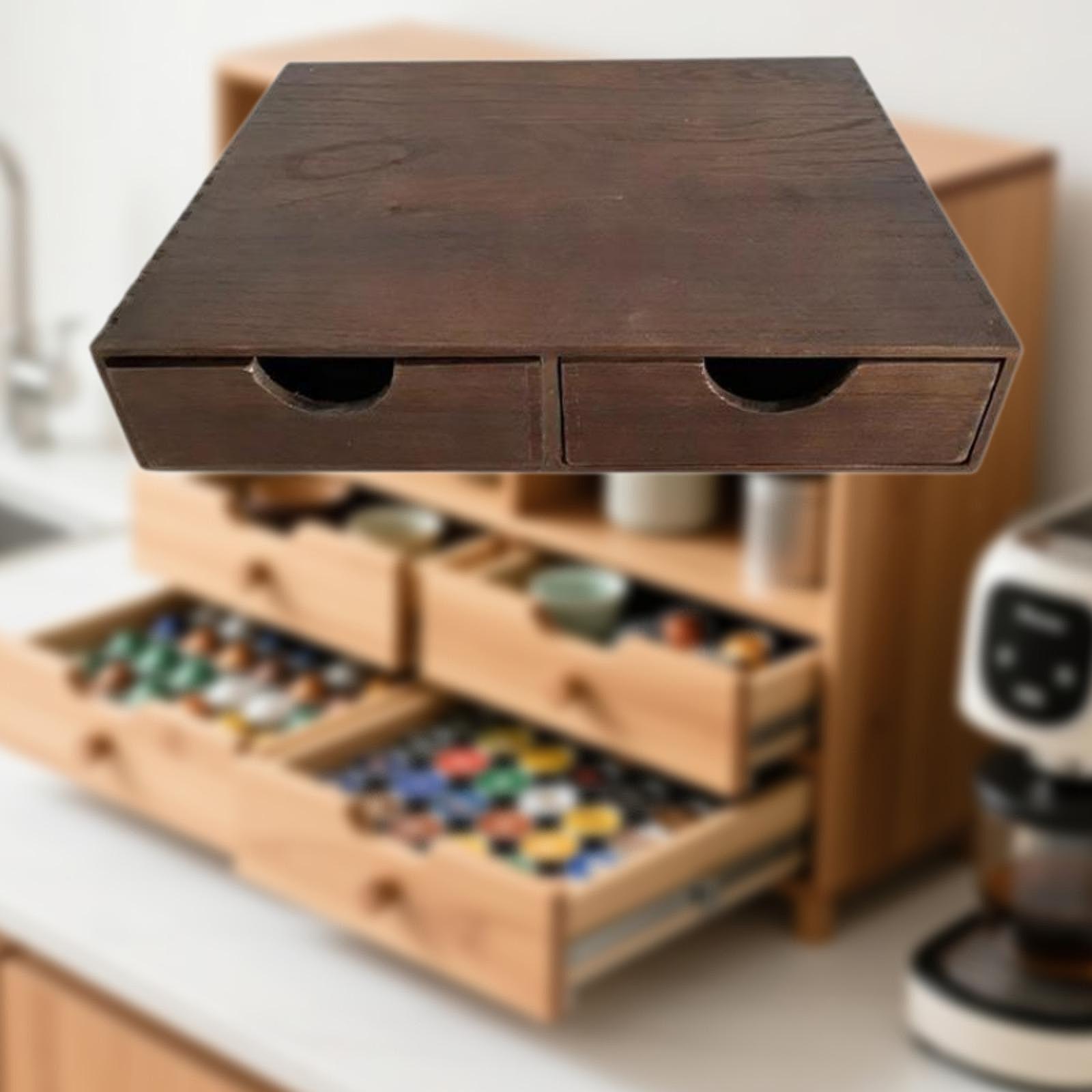 Coffee Tea Drawer Organizer - Szafki do przechowywania, drewniany uchwyt na