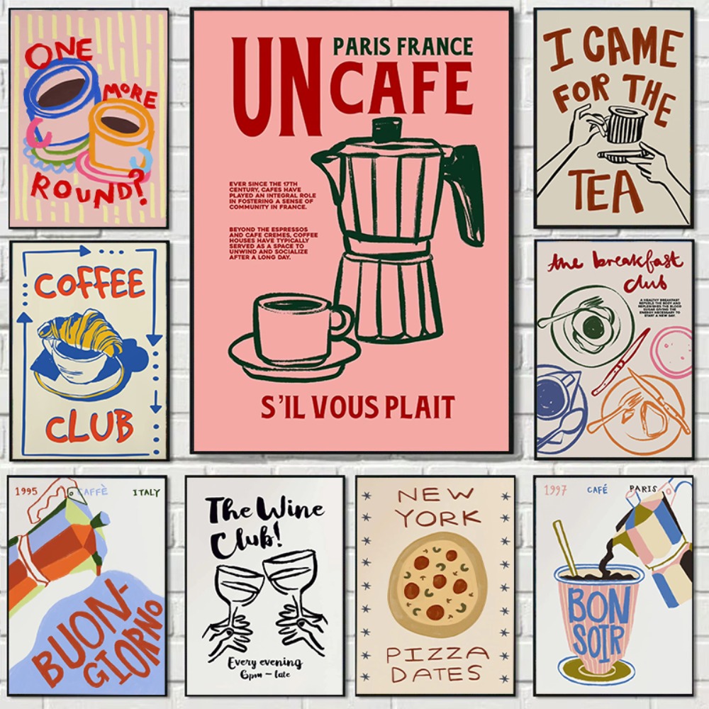 Coffee Tea Poster - Plakat na płótnie w stylu retro