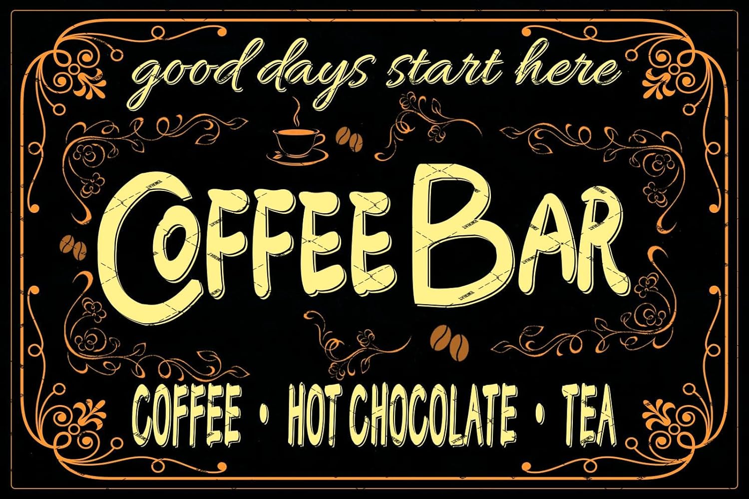 Coffee Tea Poster - EMOHAT Tabliczka Metalowa z Logo Kawiarni,