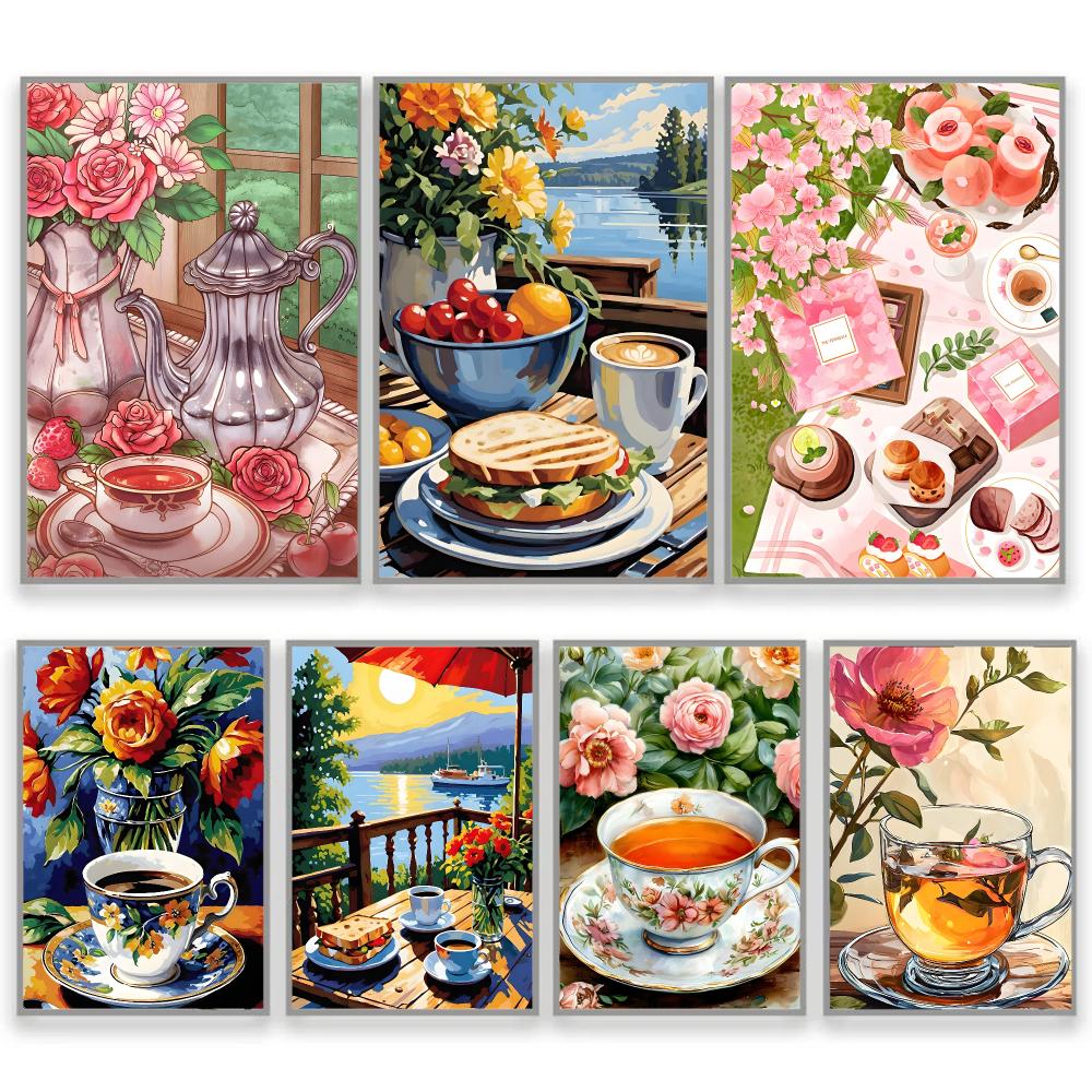 Coffee Tea Poster - Popołudniowa Herbata Filiżanka Kawy Dekoracja Domu