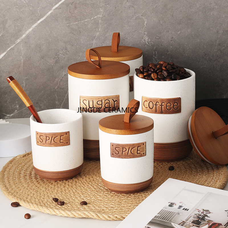 1szt Ceramiczny szczelny słoik – Coffee Tea And Sugar Canister Set recenzja i cena