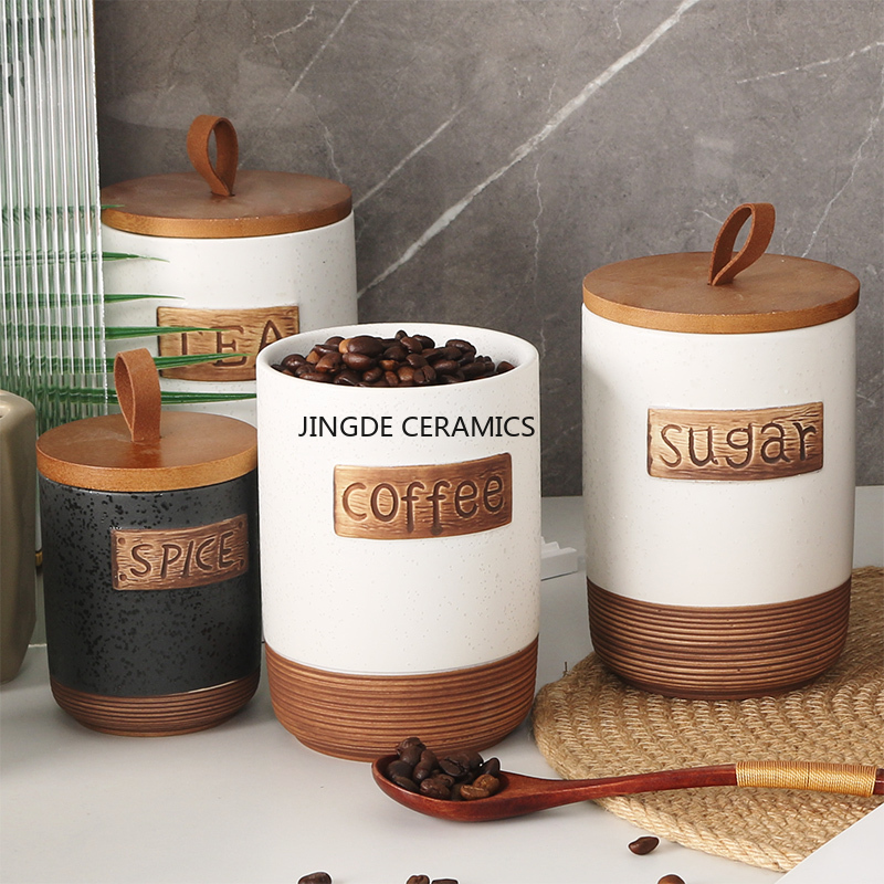 1szt Ceramiczny szczelny słoik – Coffee Tea And Sugar Canister Set recenzja i cena