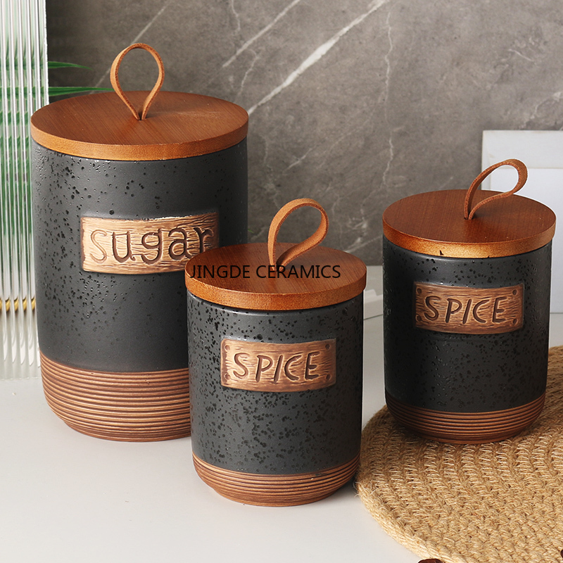 1szt Ceramiczny szczelny słoik – Coffee Tea And Sugar Canister Set recenzja i cena