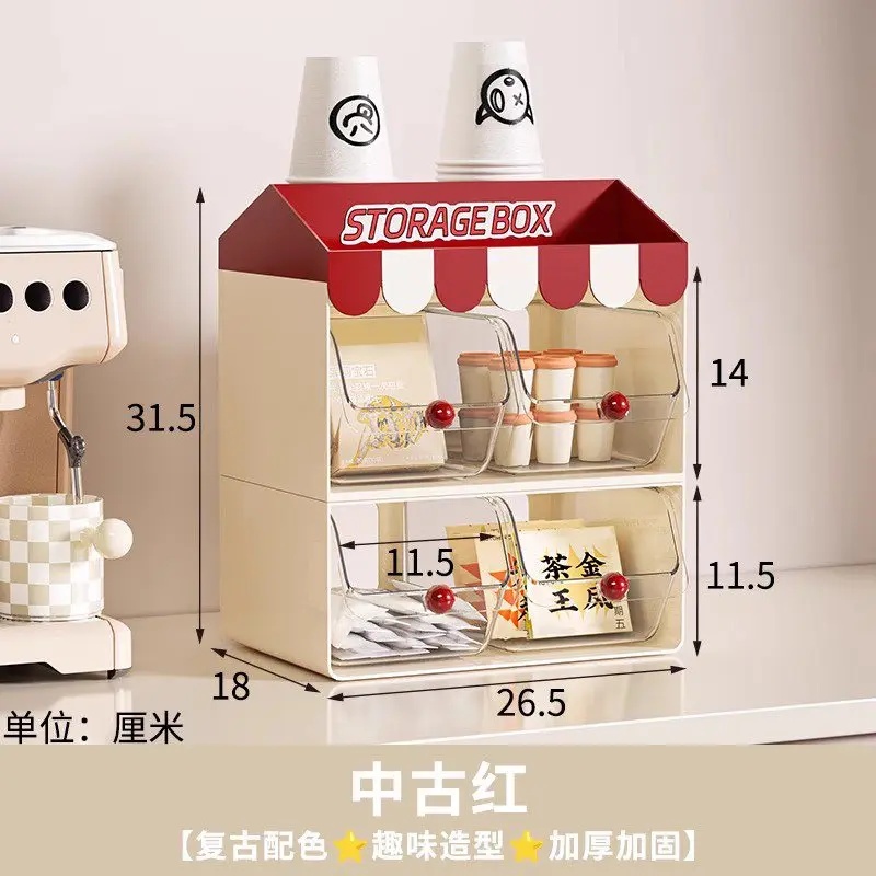 1 szt. dwuwarstwowy stojak na  – Coffee Tea Drawer Organizer recenzja i cena